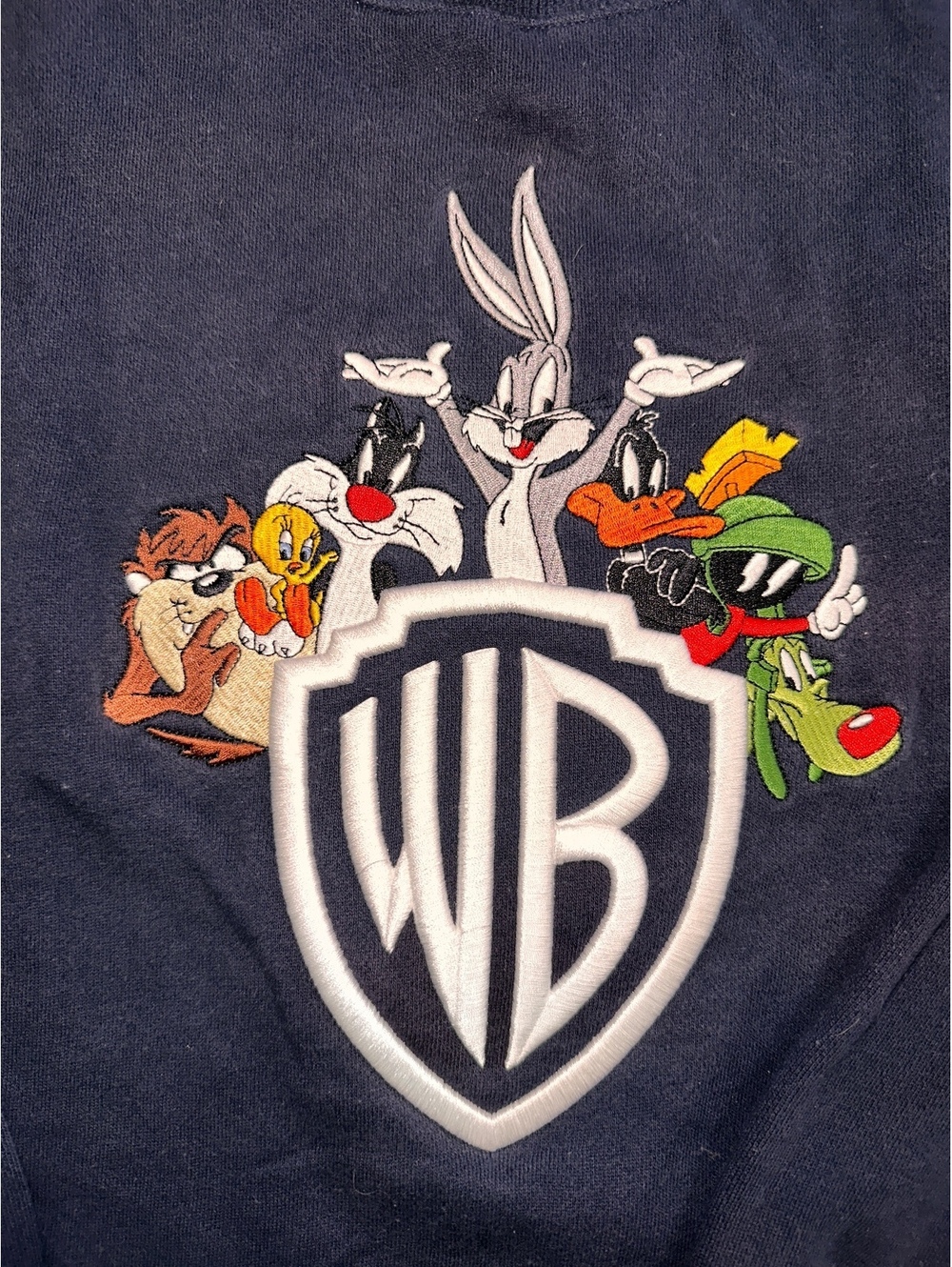 Vintage 90s XS 1997 Looney Tunes Warner Brothers Navy Crewneck Sweatshirt